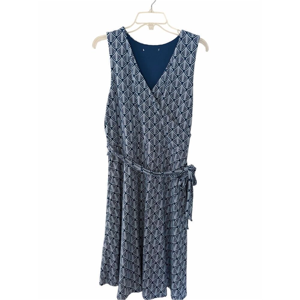 41 Hawthorne Sleeveless Teal Green Patterned Wrap Dress
